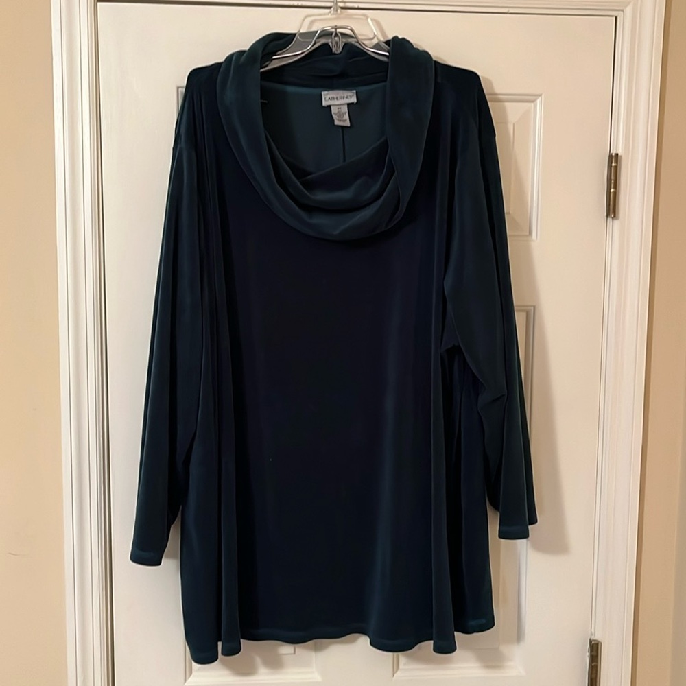 4X Catherines green slouch neck shirt